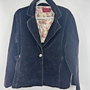 Paris Blues Corduroy Blazer Jacket Two Button Black Dark Academia Vtg Y2K Womens